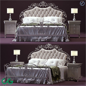 European style leather double bed 3d model